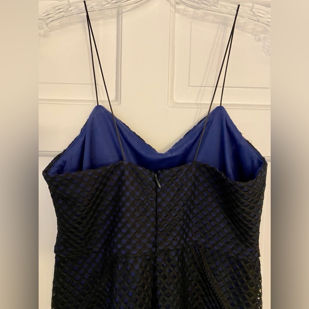 Topshop Black and Blue Eyelet Midi Party Cocktail Dress in Size 6 - Picture 7 of 7